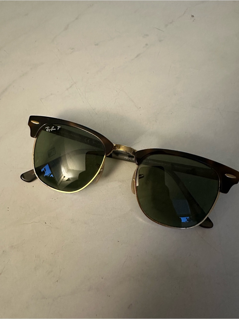 Ray-Ban Brown Frame Sunglasses with Green Lenses